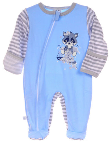 La Bortini Baby Hose mit Füßchen Blau Baumwolle Gr.50 bis 92